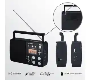 AKAI APR-200 Czarny Radioodbiornik