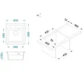 Alveus Atrox 20 1131989 Granitowy Betonowy Zlewozmywak prostokątny