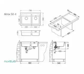 Alveus Atrox 50 1132000 Granitowy Beżowy Zlewozmywak prostokątny