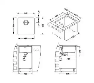 Alveus Kombino 30 FS 1118877 satynowy Zlewozmywak kwadratowy
