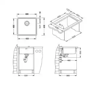 Alveus Kombino 40 FS 1122682 Satynowy Zlewozmywak prostokątny