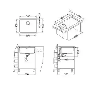Alveus Kombino 50 FS 1114489 satynowy Zlewozmywak prostokątny