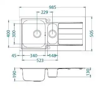 Alveus Line Maxim 10 1085952 Satyna Zlewozmywak prostokątny