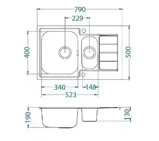 Alveus Line Maxim 70 1085948 Stalowy Satyna Zlewozmywak prostokątny