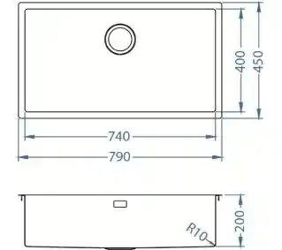 Alveus Quadrix 60 1092477 Stalowy Satyna Zlewozmywak prostokątny