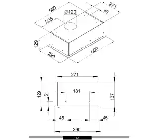 Amica OMC6217B Czarny Okap podszafkowy
