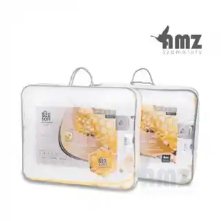 AMZ Kołdra antyalergiczna 135x200 satyna bawełniana Bee Soft zimowa ciepła 1250g biały