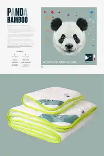 Kołdra dziecięca Panda Bamboo 100x135, poduszka 40x60, antyalergiczna, biały, lekka 400g, producent AMZ