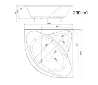 Aqualine DYJE wanna narożna 150x150x42cm biały model A1550