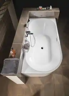 Aqualine TIBERA R wanna wolnostojąca 170x80 cm, odpływ na środku, biały akryl, prawa, model E1015