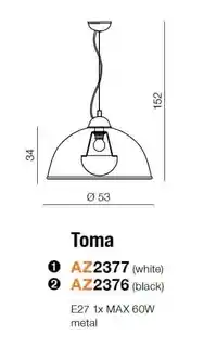 Azzardo Lampa loft wisząca TOMA L czarna AZ2376