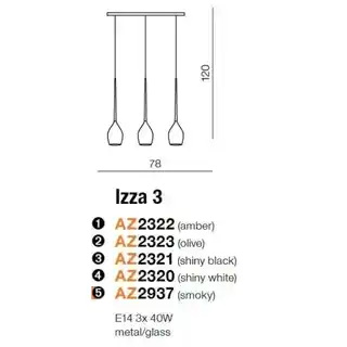 Azzardo IZZA 3 bursztynowa lampa wisząca nowoczesna, matowe wykończenie, AZ2322