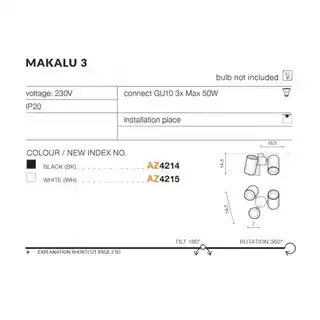 Azzardo Makalu 3 lampa sufitowa, chrom, szkło mleczne, AZ4214