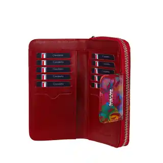 Bajubaj Czerwony portfel damski ze skóry naturalnej funkcjonalność i styl w jednym PD2006s116 RFID