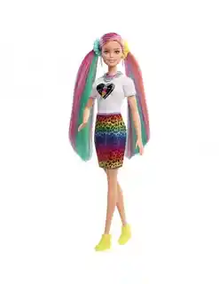 Barbie Lalka z kolorową fryzurą panterka GRN81