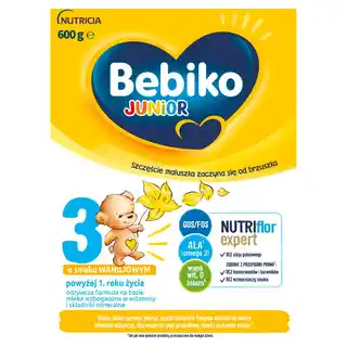 Bebiko Junior 3 NUTRIflor Expert mleko dla dzieci powyżej 1 roku waniliowe 600g