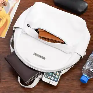 Beltimore Biały mały skórzany plecak damski elegancki plecaczek A5 P15 biały