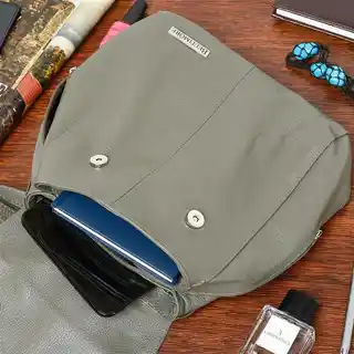 Beltimore Camel nubuk plecak skórzany damski z klapą solidny S41 pomarańczowy