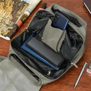 Beltimore Camel nubuk plecak skórzany damski z klapą solidny S41 pomarańczowy