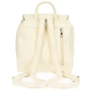 Beltimore Plecak skórzany damski mały B5 z klapą ecru S41 ecru, kremowy