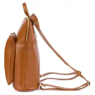 Beltimore Skórzany plecak damski torba 2w1 elegancki A4 włoski pojemny camel Vera Pelle S40