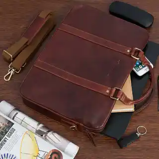 Beltimore torba męska skórzana na ramię 15,6 cala, duża, bordowa, naturalna skóra, biznesowa
