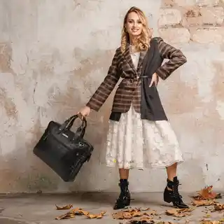 Beltimore Torba skórzana elegancka croco laptop 15 aktówka czarna A4 S17