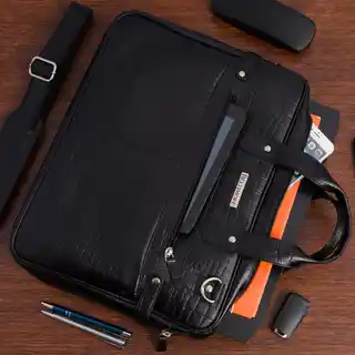 Beltimore Torba skórzana elegancka croco laptop 15 aktówka czarna A4 S17