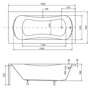 Besco Aria Plus 150x70cm wanna prostokątna