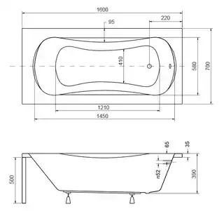 Besco Aria Plus 160x70cm wanna prostokątna