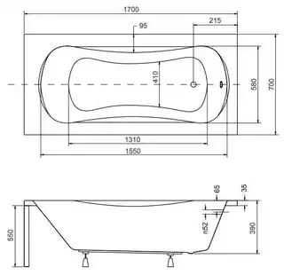 Besco Aria Plus 170x70cm wanna prostokątna