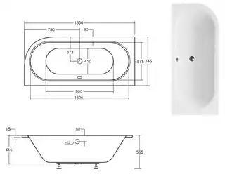 Besco Avita Slim 150x75cm wanna asymetryczna lewa