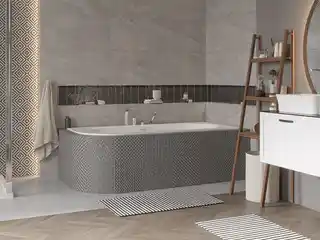 Besco Avita Slim wanna narożna prawa 180x80 cm biała komplet syfon przelew chrom