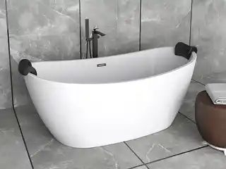 Besco Ayla wanna wolnostojąca 170x80 cm biały przelew syfon klik-klak chrom