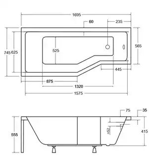 Besco Integra Kabino-wanna asymetryczna 170x75 cm akrylowa lewa biała