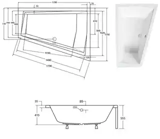 Besco Intima Duo 170x125cm wanna asymetryczna prawa