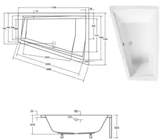 Besco Intima Duo 180x125cm wanna asymetryczna lewa