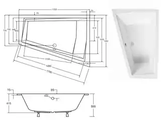 Besco Intima Duo Slim 170x125cm wanna asymetryczna lewa