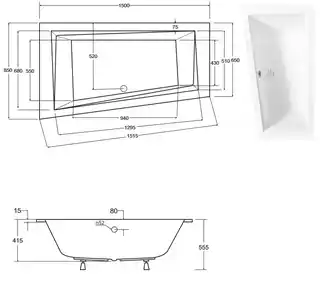 Besco Intima Slim wanna asymetryczna lewa 150x85 cm do zabudowy