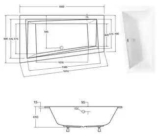 Besco Intima Slim wanna asymetryczna lewa 160x90cm akrylowa nowoczesny design