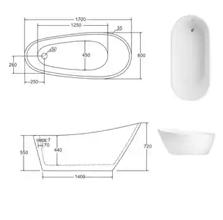 Besco Melody wanna wolnostojąca 170x80 cm biały akryl, syfon klik-klak chrom