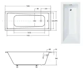 Besco Modern Slim 160x70cm wanna prostokątna