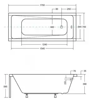 Besco Modern Slim 170x70cm wanna prostokątna