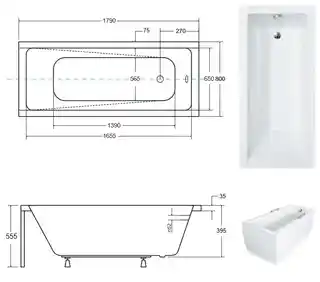 Besco Modern Wanna prostokątna 180x80 cm biała