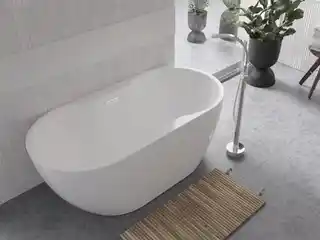 Besco Navia wanna wolnostojąca 150x80 cm biały akryl, syfon klik-klak chrom