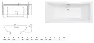 Besco Quadro Slim Wanna prostokątna 155x70 cm akrylowa biała