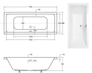 Besco Quadro Slim wanna prostokątna 180x80 cm akrylowa biała