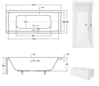 Besco Quadro Wanna prostokątna 155x70 cm biała