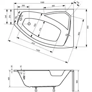 Besco Rima 130x85cm wanna asymetryczna prawa