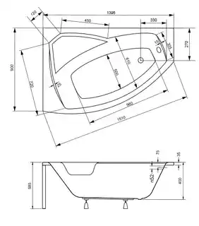 Besco Rima 140x90cm wanna asymetryczna lewa
